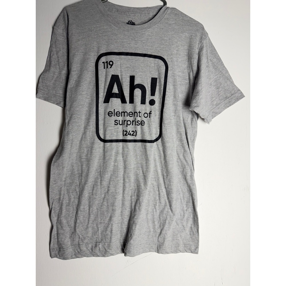 Ann Arbor T-Shirt Co Ah Element of Surprise Science Pun Graphic Tee Gray Medium